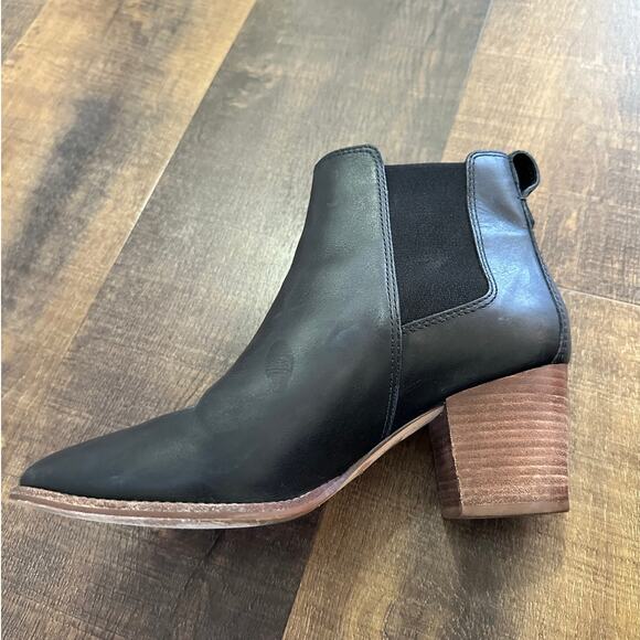 Madewell The Regan Black Leather Ankle Boots Size 8 - Picture 7 of 11